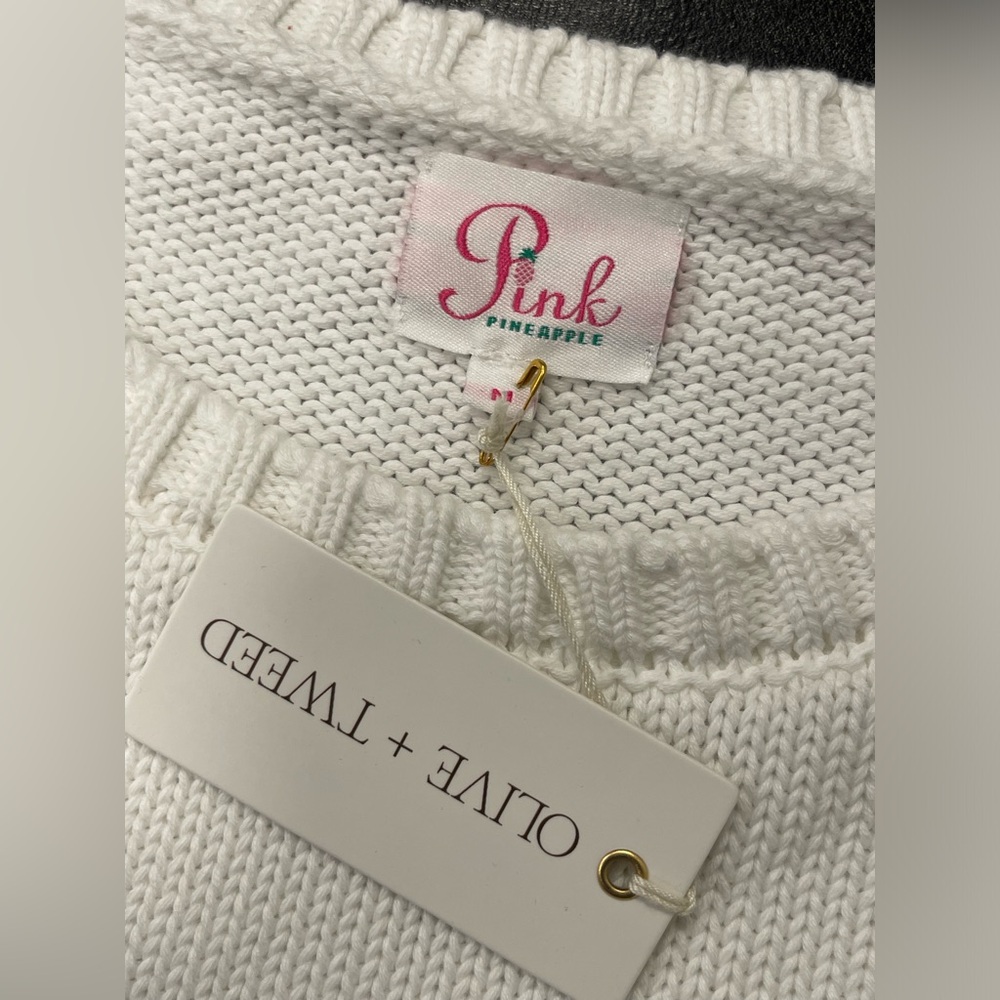NWT Pink Pineapple $158 Cotton American Flag Sweater- New! Sz M - Picture 5 of 8
